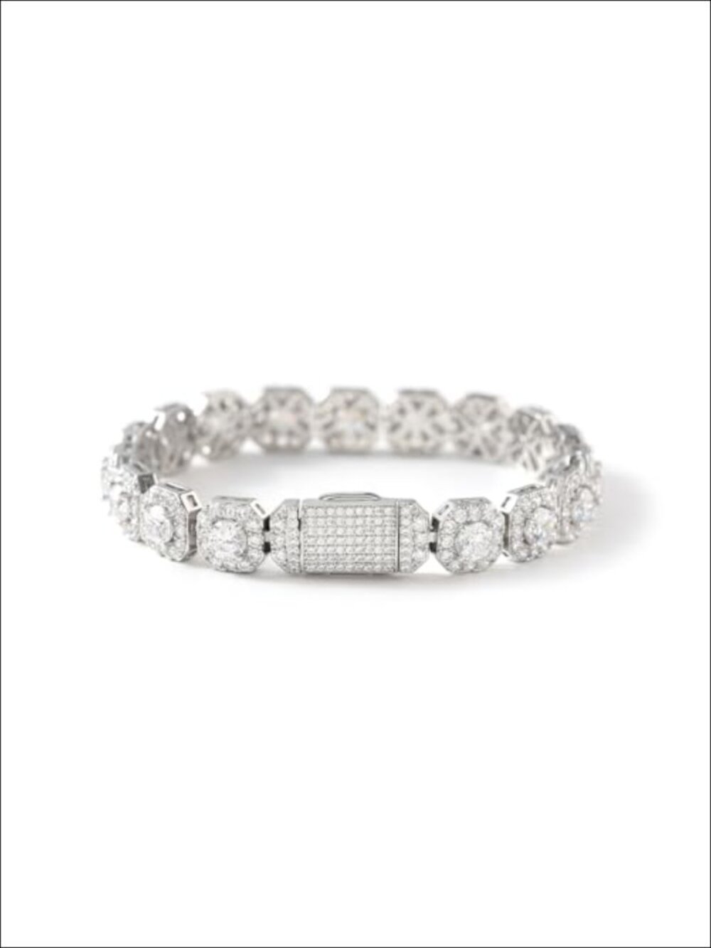 8mm Iced Out Clustered Tennis Bracelet, 14K Gold Plated CZ, Luxury Unisex Gift